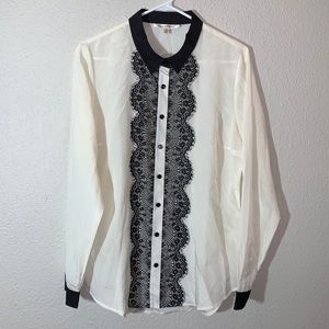 Vintage Travel Smith silk lace button up cream shirt tuxedo PUBLIC STORAGE TOOK